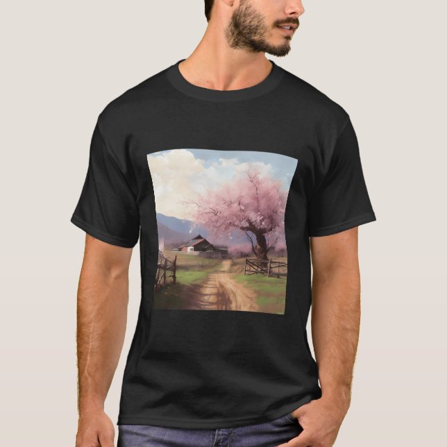 Camiseta Santuário de Cherry Blossom Retreat Countryside co (Frente)