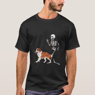 Camiseta São Bernardo e Esqueleto engraçados de Halloween
