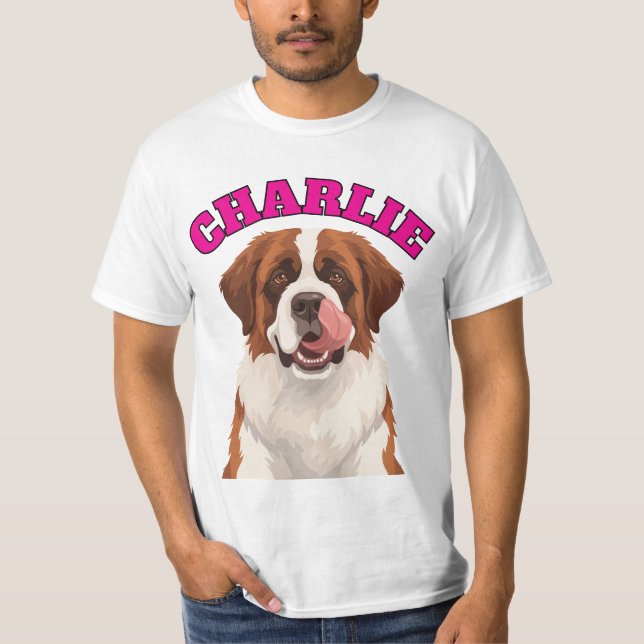Camiseta São Bernardo Personalizado Cachorro Grande Com Lín (Frente)