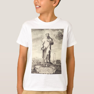Camiseta São Bruno de Colônia Estilo de Arte de Gravura Ant