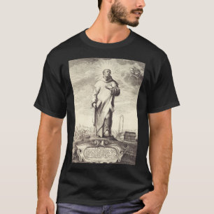 Camiseta São Bruno de Colônia Estilo de Arte de Gravura Ant