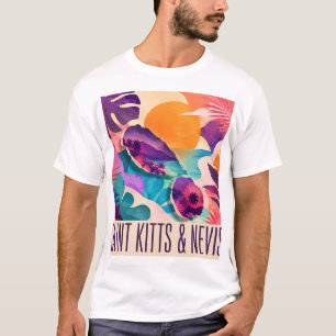 Camiseta São Cristóvão e Nevis Colagem Contemporânea Caribe