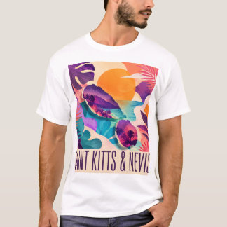 Camiseta São Cristóvão e Nevis Colagem Contemporânea Caribe