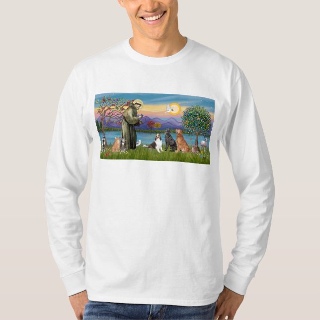 Camiseta São Francisco - 3 cães, 2 gatos +++ (Frente)