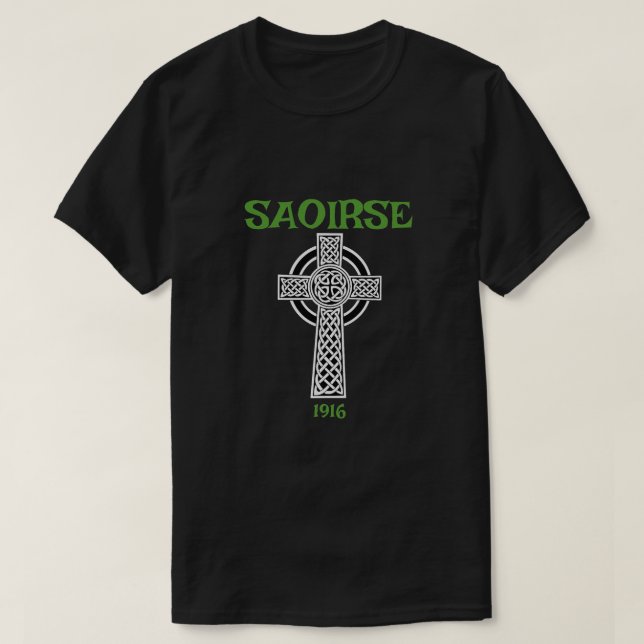 Camiseta Saoirse significa Liberdade irlandesa com cruz cel (Frente do Design)