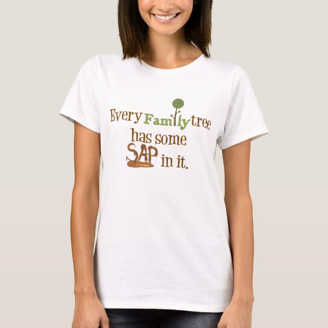 Camiseta Sap De Árvore Familiar Engraçado (Frente)