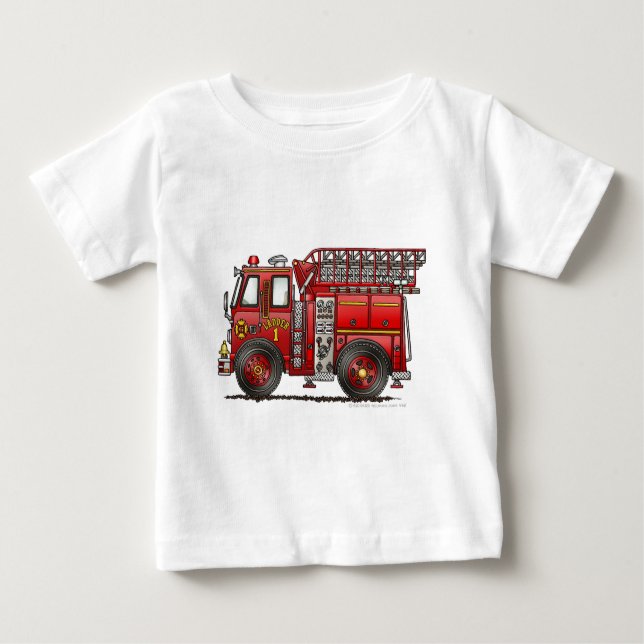 Camiseta Sapador-bombeiro do carro de bombeiros da escada (Frente)