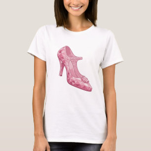 Camiseta Sapatilha de vidro cor-de-rosa atraente Design per