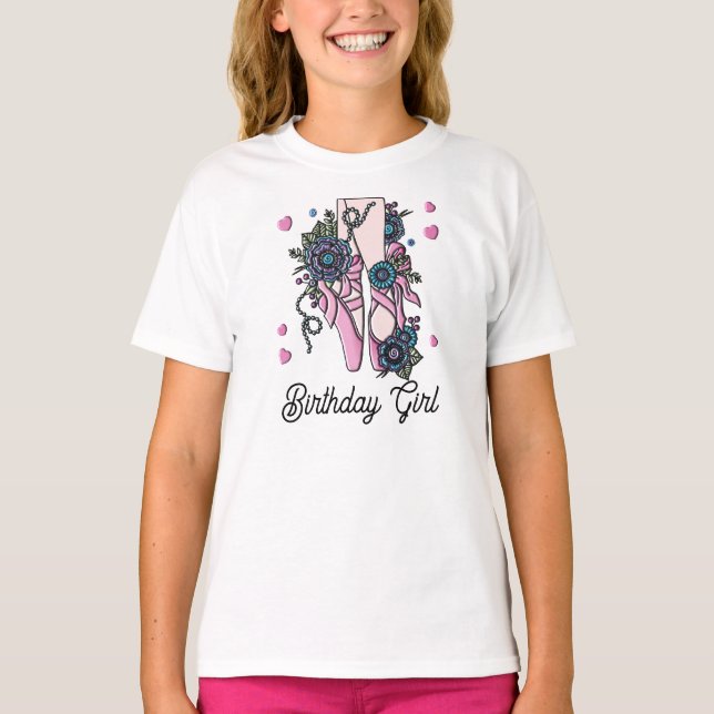 Camiseta Sapatos de Ballet de Aniversariante (Frente)