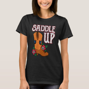 Camiseta Sapatos de Cowgirl Montar Cavalo Cowgirl