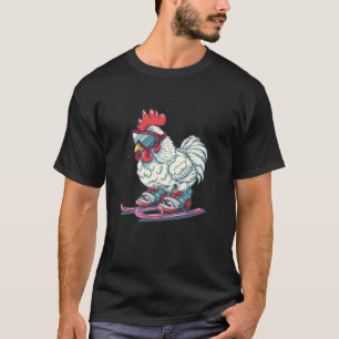 Camiseta Sapatos de esqui legais com frango para meninos e