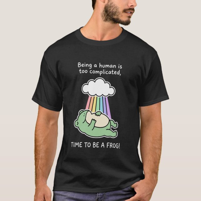 Camiseta Sapo Adormecido Arco-íris Ser Humano é Complicado  (Frente)