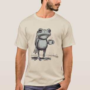 Camiseta Sapo Bebendo Meme de Café Sapo Místico Amante de S