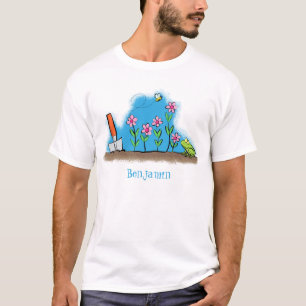 Camiseta Sapo bonito e abelha na ilustração de desenho anim