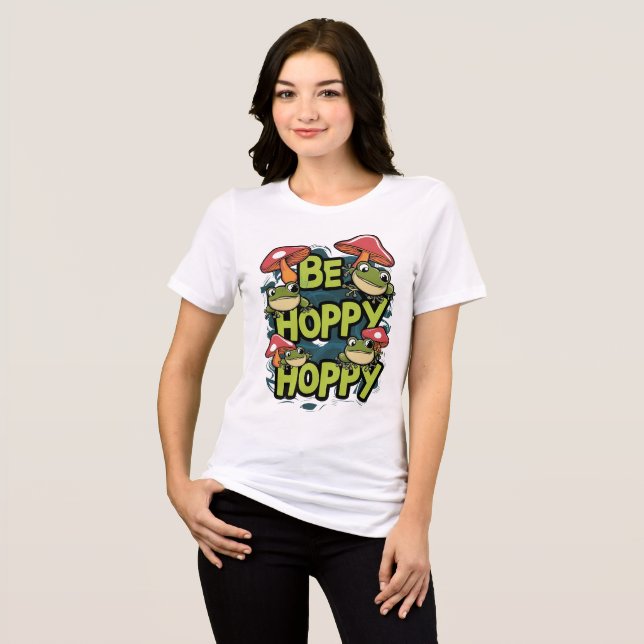 Camiseta Sapo bonito e cogumelos são caricaturas de Hoppy (Frente Completa)