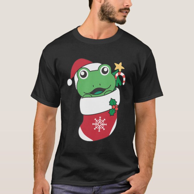 Camiseta Sapo Bonito Na Meia De Natal Para Sapo De Natal (Frente)