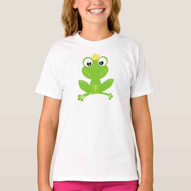 Camiseta Sapo bonito, Sapo Verde, Coroa, Príncipe Sapo (Frente)