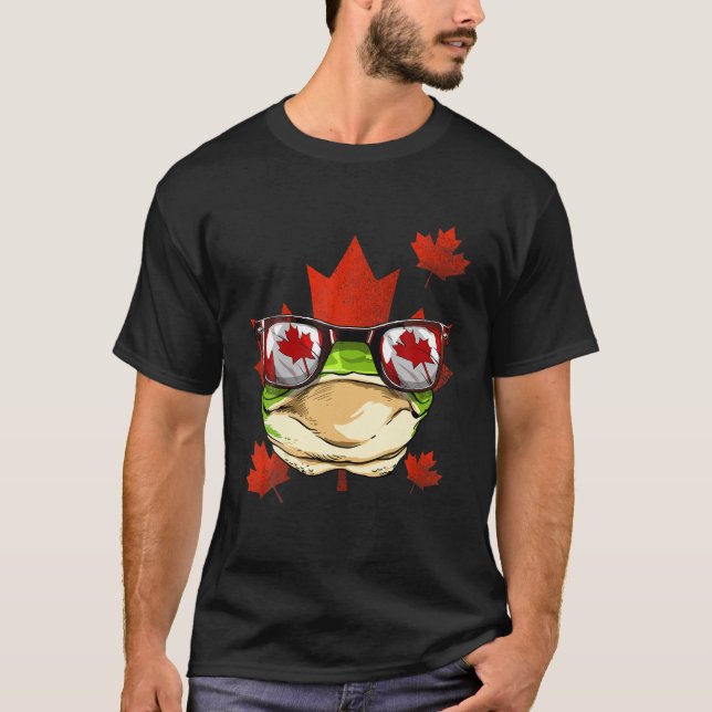 Camiseta Sapo canadense Maple Tree Leaf Canada Flag Animal  (Frente)