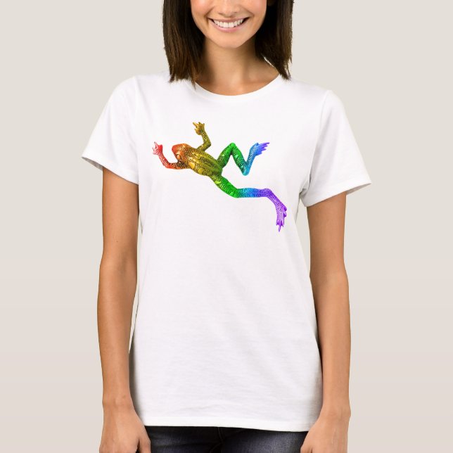 Camiseta Sapo colorido arco-íris de SlipperyJoe renderizado (Frente)