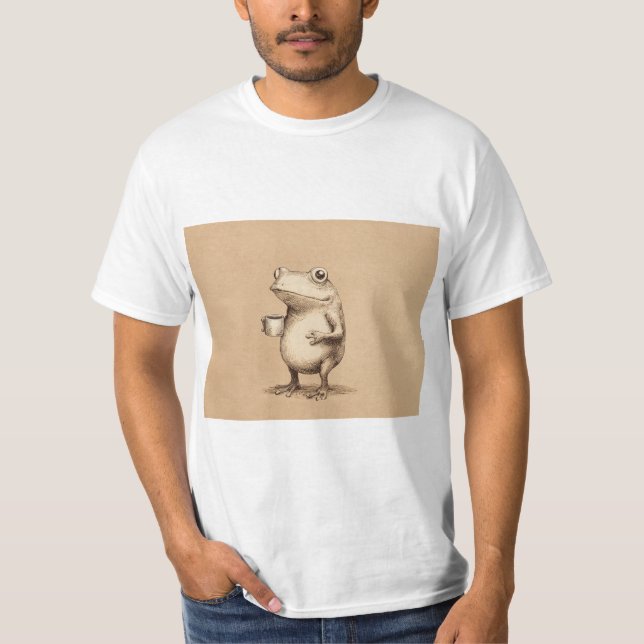 Camiseta Sapo com Café – Animal Vintage Caprichoso (Frente)