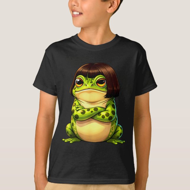 Camiseta Sapo com corte de cabelo bob meme de sapo engraçad (Frente)