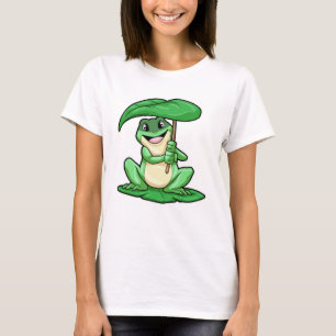 Camiseta Sapo com Folha com Guarda-chuvas