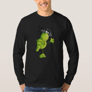 Camiseta Sapo Com Fones de ouvido Dança Para Música E Músic