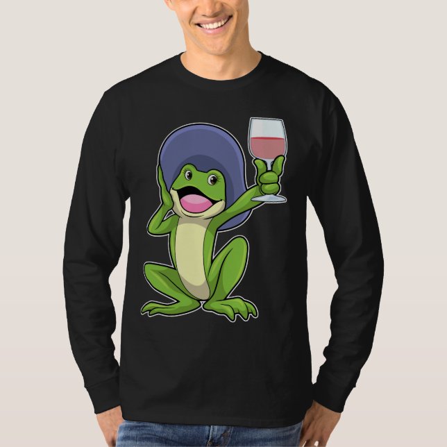 Camiseta Sapo Com Vidro De Vinho Vermelho E Chapéu (Frente)