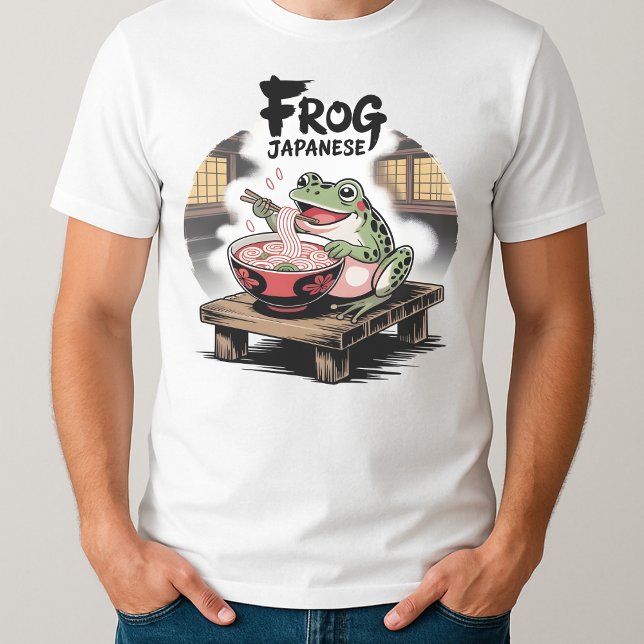 Camiseta Sapo Comendo Ramen Kawaii Neko Noodles Japoneses (Criador carregado)