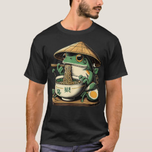 Camiseta Sapo Comendo Ramen Kawaii Neko Noodles Japoneses A