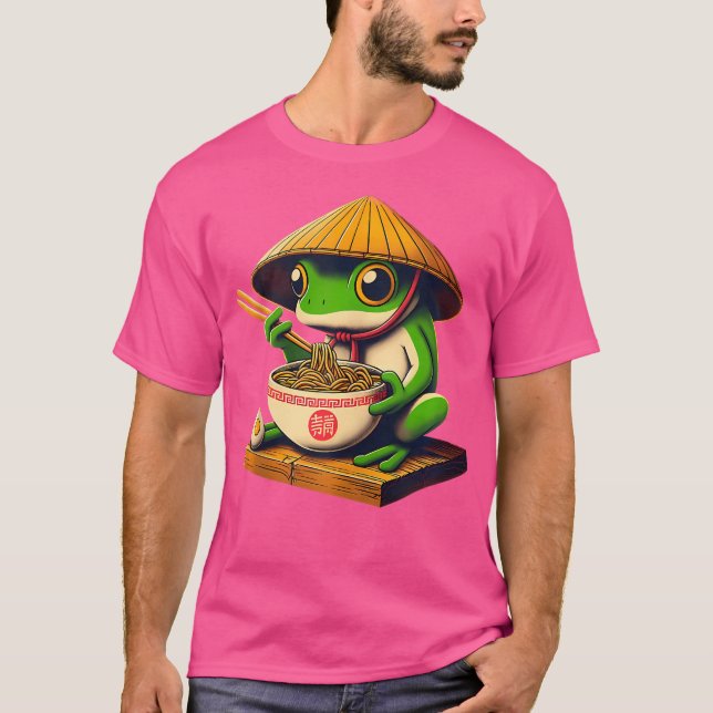 Camiseta Sapo Comendo Ramen Kawaii Noodles Anime Lo (Frente)