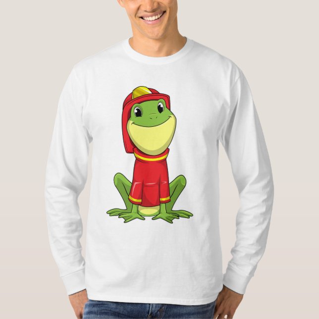 Camiseta Sapo como Bombeiro com Capacete (Frente)