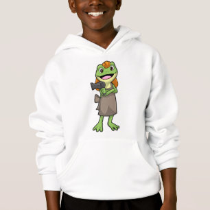 Camiseta Sapo como cabeleireiro com secador de cabelo