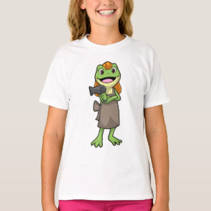 Camiseta Sapo como cabeleireiro com secador de cabelo