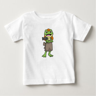 Camiseta Sapo como cabeleireiro com secador de cabelo