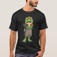 Sapo como cabeleireiro com secador de cabelo