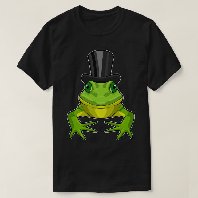Camiseta Sapo Como Cavalheiro Com Chapéu Superior (Frente do Design)