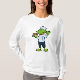 Camiseta Sapo como cozinhar com placa de serviço e frango