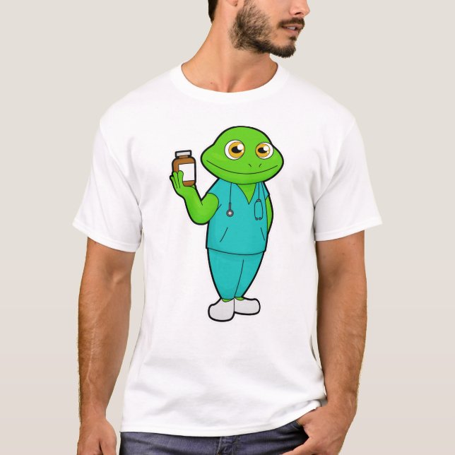 Camiseta Sapo como Enfermeira com Medicina e Estetoscópio (Frente)
