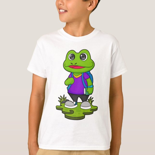 Camiseta Sapo como Hiker com Backpack (Frente)