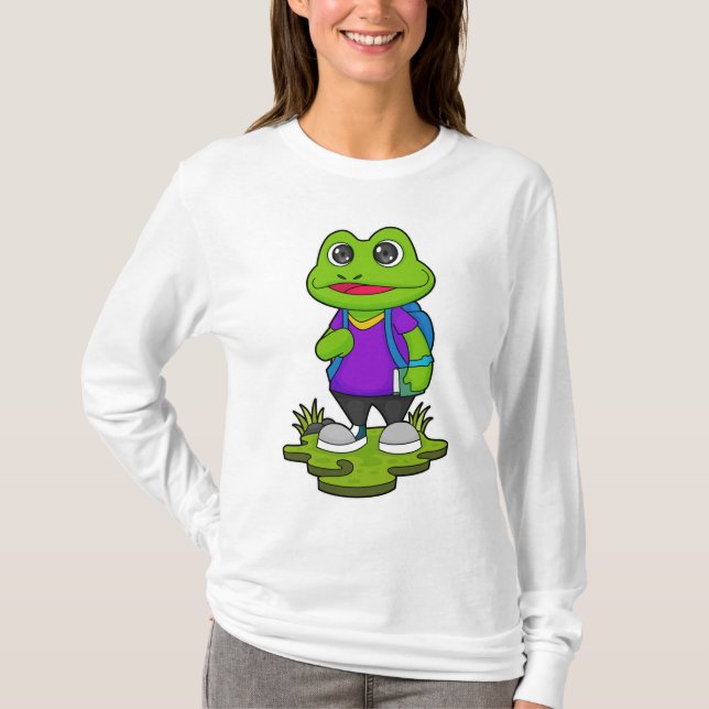 Camiseta Sapo como Hiker com Backpack (Frente)