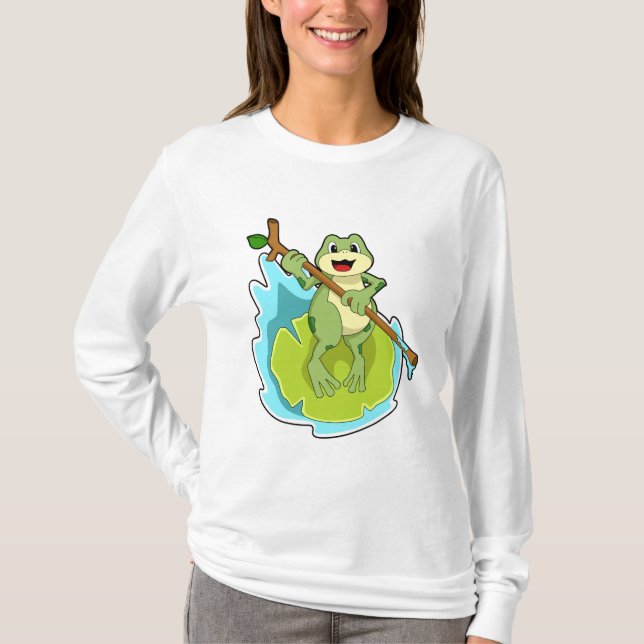 Camiseta Sapo como Hiker com Stick (Frente)