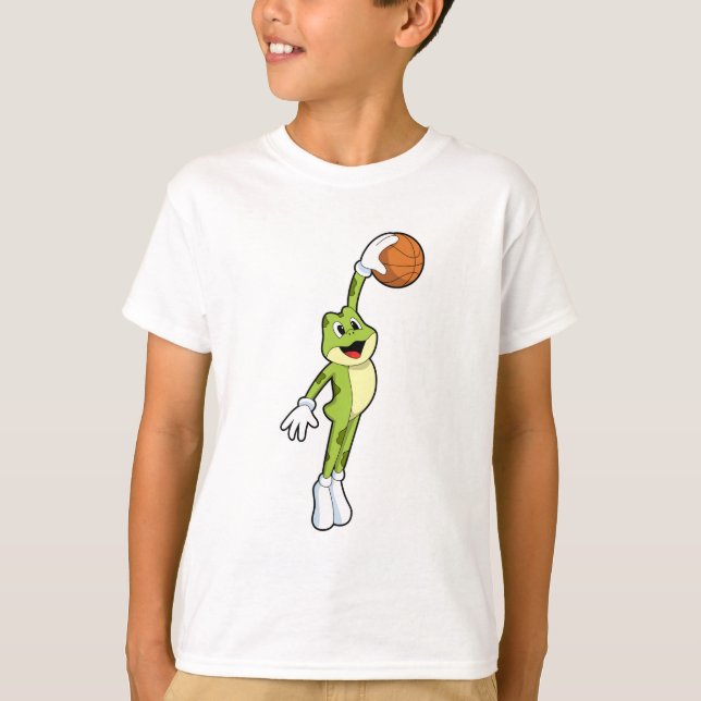 Camiseta Sapo como jogador de basquete com basquetebol. (Frente)