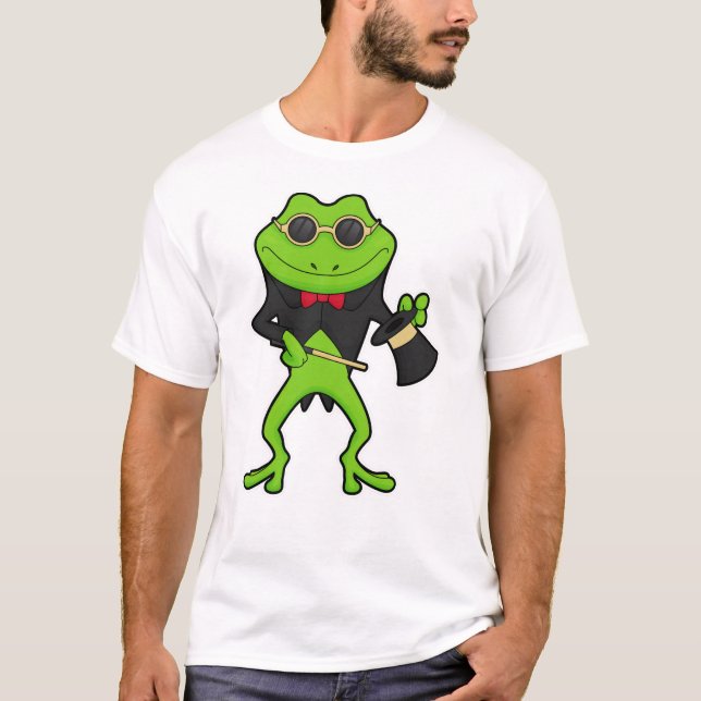 Camiseta Sapo como mágico com varinha mágica e chapéu (Frente)