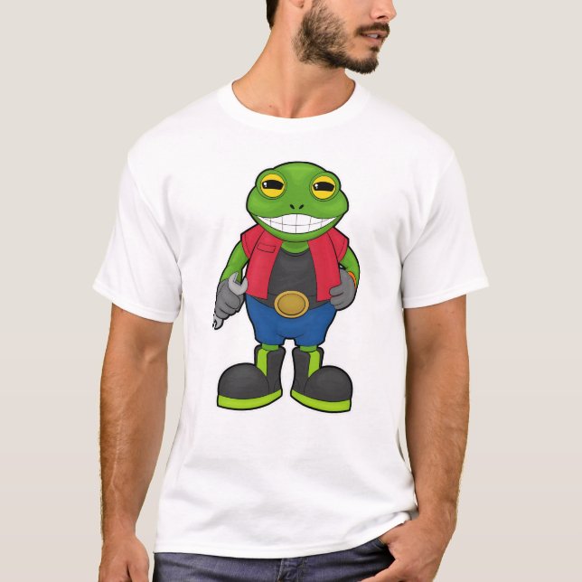 Camiseta Sapo como mecânico com Spanner (Frente)