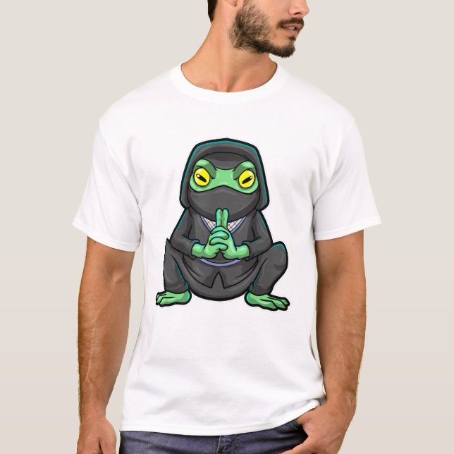 Camiseta Sapo como Ninja em preto (Frente)