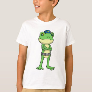 Camiseta Sapo como oficial de polícia com chapéu de polícia