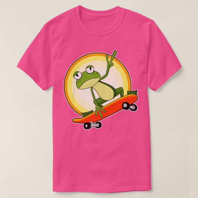 Camiseta Sapo Como Patinador Com skate (Frente do Design)