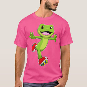 Camiseta Sapo como patinador em linha com patins de rodas