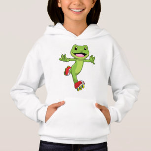 Camiseta Sapo como patinador inline com patins de rolimã